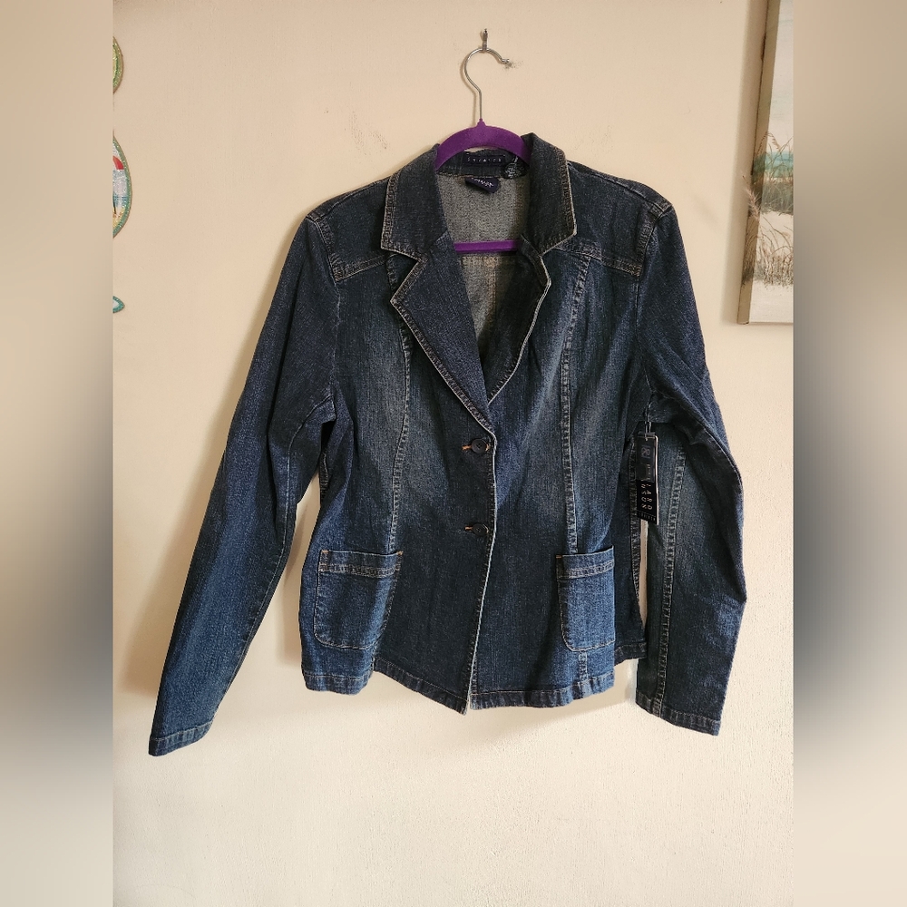 Hillard & Hanson Denim Jean Jacket Stretch XL NWT